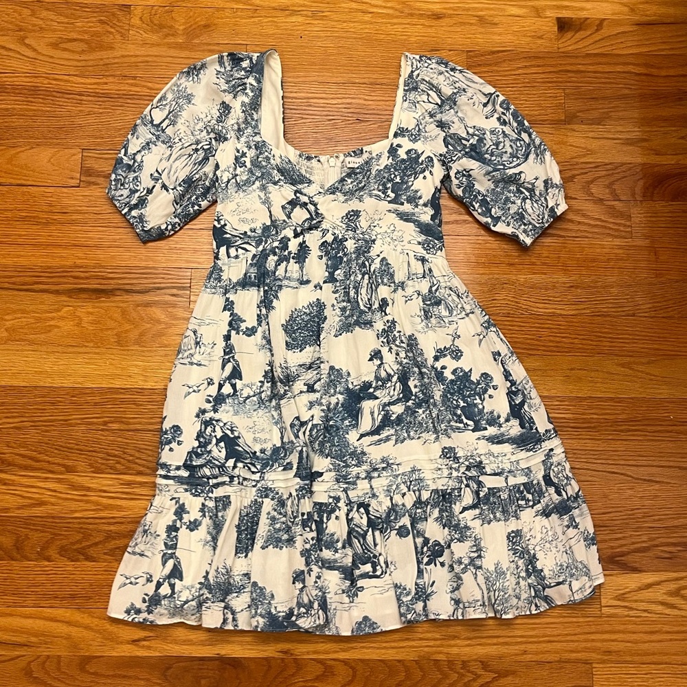 Puff sleeve printed dress, xs, NWT